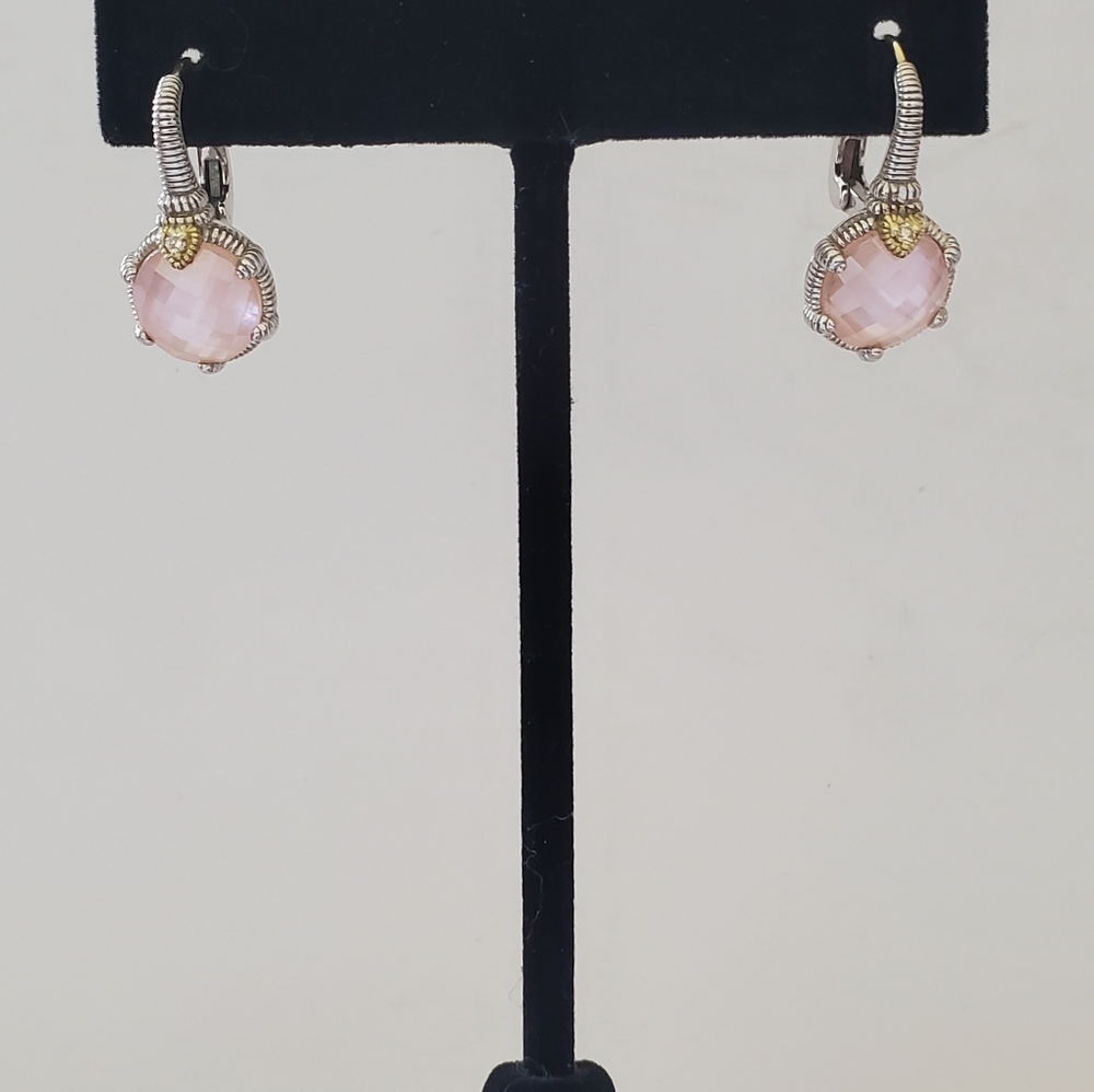 Judith Ripka Pink Quartz Drop Earrings - Picture 5 of 6